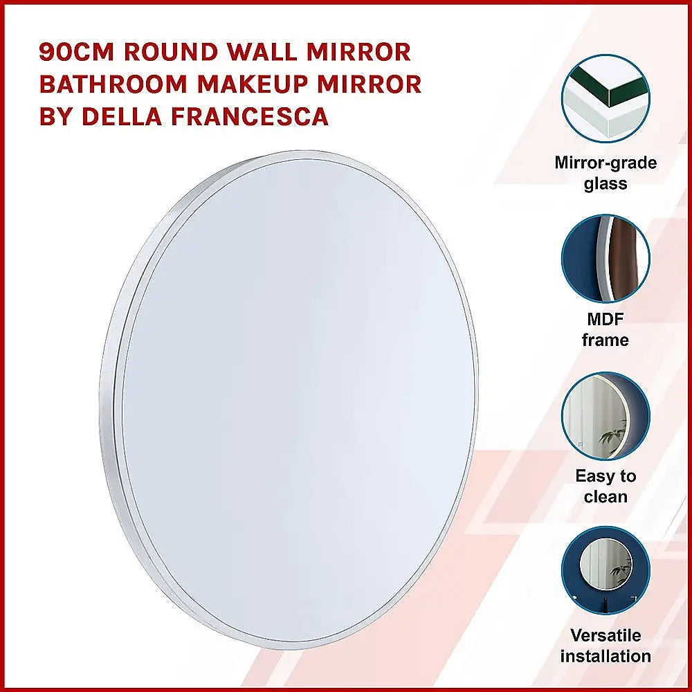 90cm Round Wall Mirror Bathroom Makeup Mirror by Della Francesca - Home & Garden > DIY > Kitchen & Bathroom DIY