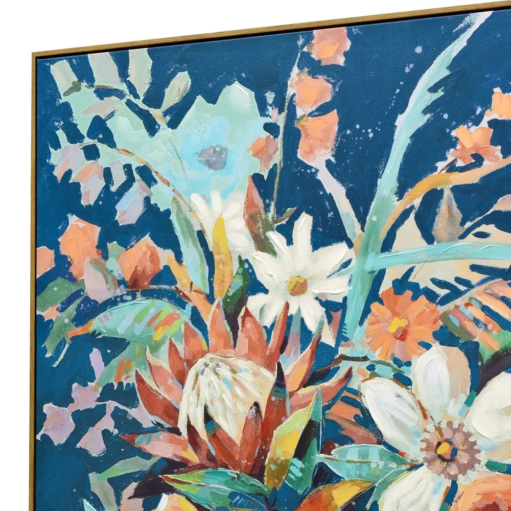 90X120cm Austral Flora Dark Wood Framed Canvas Wall Art - Home & Garden > Wall Art