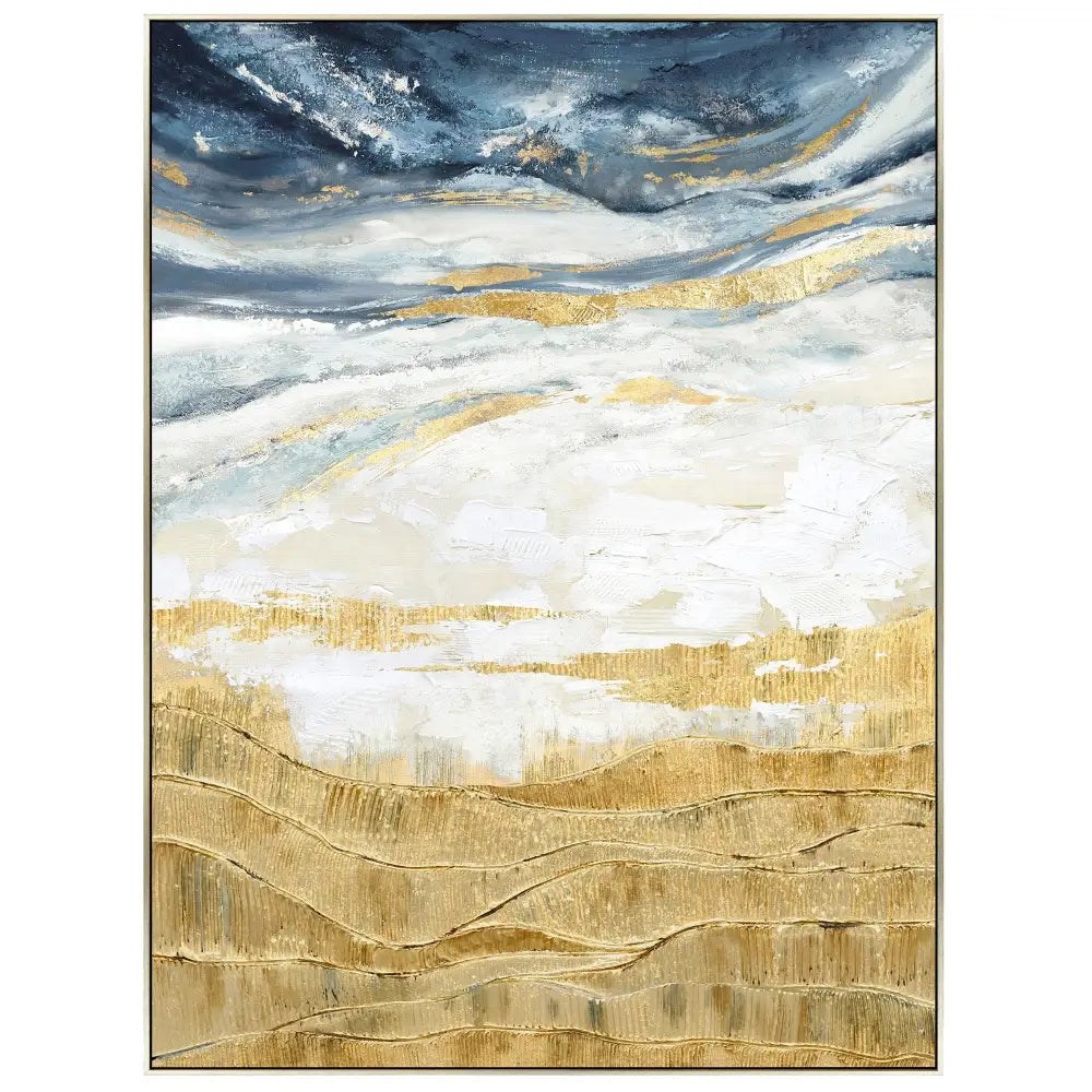 90X120cm Golden Horizon Champagne Framed Canvas Wall Art - Home & Garden > Wall Art