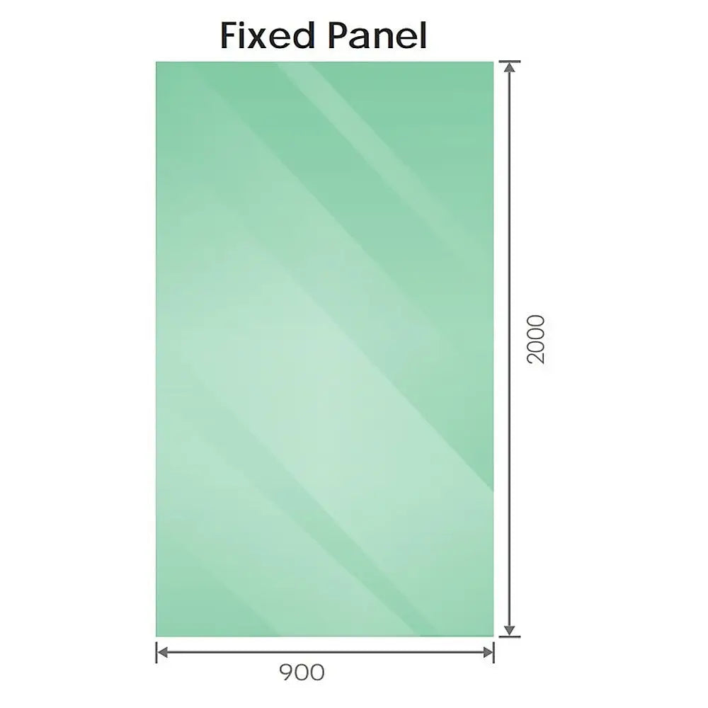 90x200cm Single Shower Glass Screen with Nickel Wall U-Brackets - Furniture > Bathroom > Shower Heads & Screens