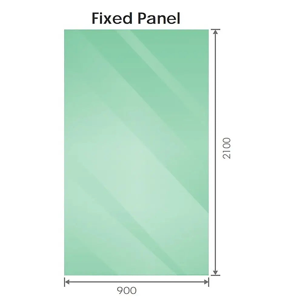 90x210cm Single Shower Glass Screen with Black Wall & Floor Channel - Furniture > Bathroom > Shower Heads & Screens