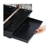 92cm Large Portable Wire Bird Cage Birdcage Parrot Cage Wooden Stand Pole Feeding Cup Black - Pet Care > Bird > Bird