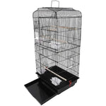 92cm Large Portable Wire Bird Cage Birdcage Parrot Cage Wooden Stand Pole Feeding Cup Black - Pet Care > Bird > Bird