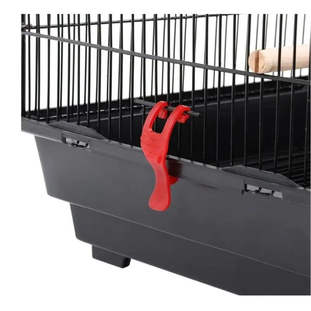 92cm Large Portable Wire Bird Cage Birdcage Parrot Cage Wooden Stand Pole Feeding Cup Black - Pet Care > Bird > Bird