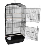 92cm Large Portable Wire Bird Cage Birdcage Parrot Cage Wooden Stand Pole Feeding Cup Black - Pet Care > Bird > Bird