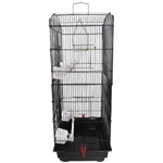 92cm Large Portable Wire Bird Cage Birdcage Parrot Cage Wooden Stand Pole Feeding Cup Black - Pet Care > Bird > Bird