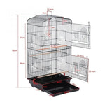 92cm Large Portable Wire Bird Cage Birdcage Parrot Cage Wooden Stand Pole Feeding Cup Black - Pet Care > Bird > Bird