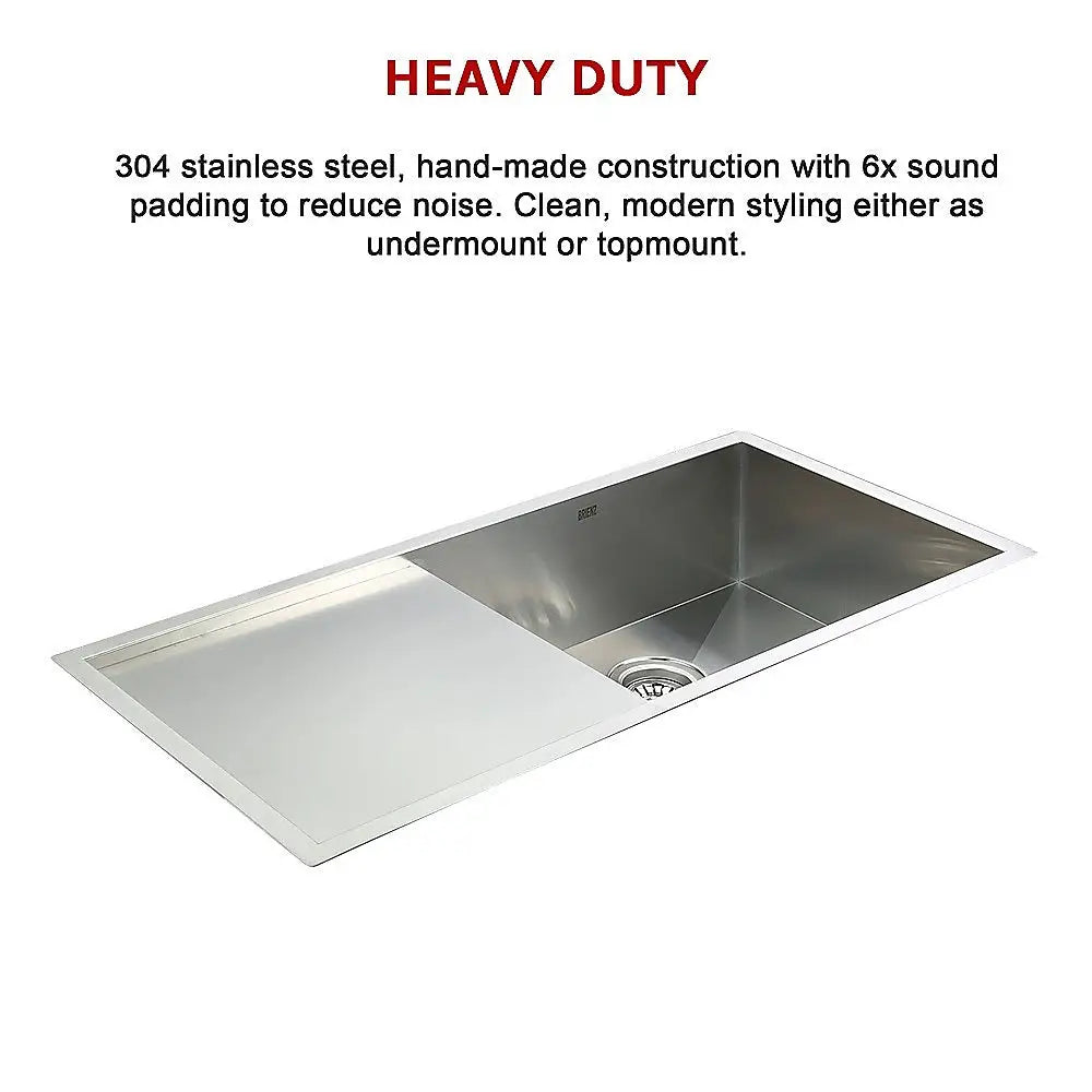 960x450mm Handmade Stainless Steel Undermount / Topmount Kitchen Sink with Waste - Furniture > Bathroom > Sinks