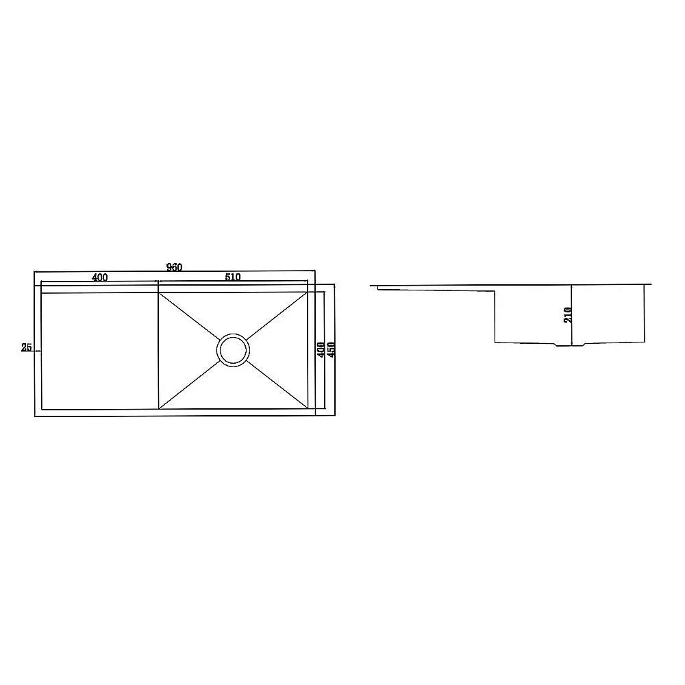 960x450mm Handmade Stainless Steel Undermount / Topmount Kitchen Sink with Waste - Furniture > Bathroom > Sinks