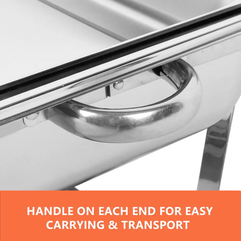9L Chafing Dish Set Buffet Pan Bain Marie Bow Stainless Steel Food Warmer (3x3L) - Home & Garden > Kitchenware