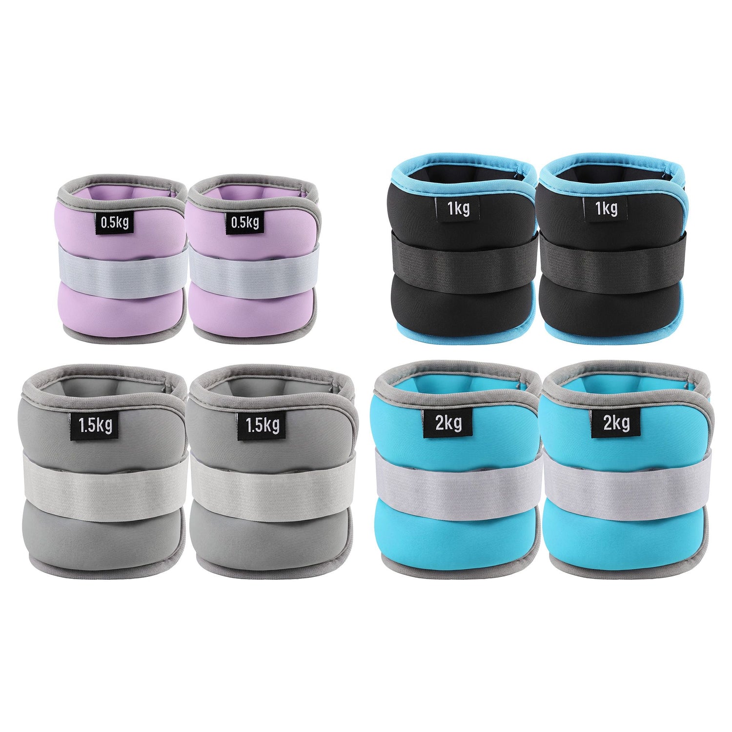 Everfit Ankle Wrist Weights for Women & Men, 4 Colors Set with 1 2 3 4kg Wearable Leg Arm Weights with Secure Fit for Walking, Running, Pilates, Home Fitness