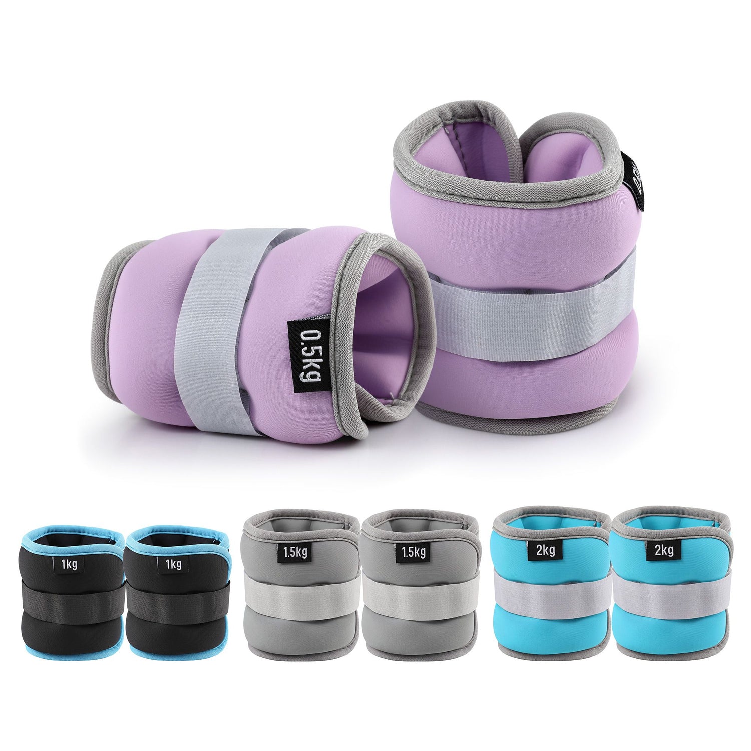Everfit Ankle Wrist Weights for Women & Men, 4 Colors Set with 1 2 3 4kg Wearable Leg Arm Weights with Secure Fit for Walking, Running, Pilates, Home Fitness
