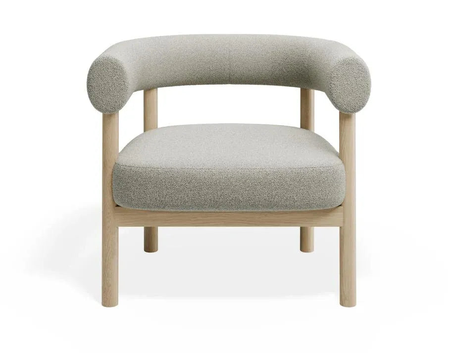 Alouette Light Grey Fabric Lounge Chair with Natural Oak Frame