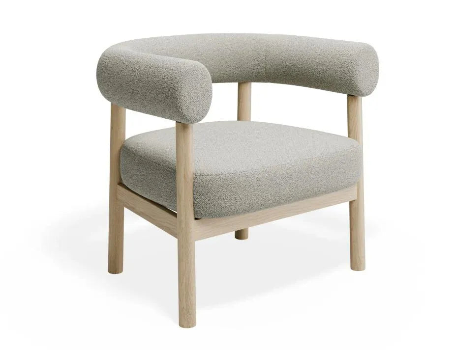 Alouette Light Grey Fabric Lounge Chair with Natural Oak Frame
