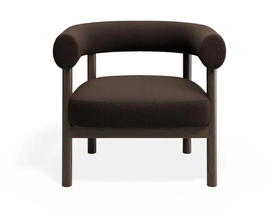 Alouette Dark Brown Fabric Lounge Chair with Smoked Oak Frame