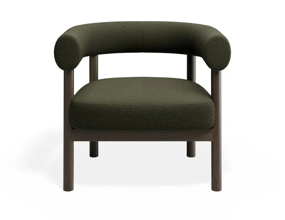 Alouette Olive Green Fabric Lounge Chair with Smoked Oak Frame