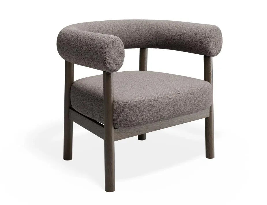 Alouette Warm Grey Fabric Lounge Chair with Smoked Oak Frame