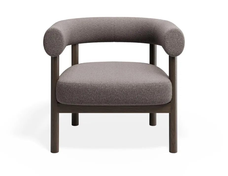 Alouette Warm Grey Fabric Lounge Chair with Smoked Oak Frame