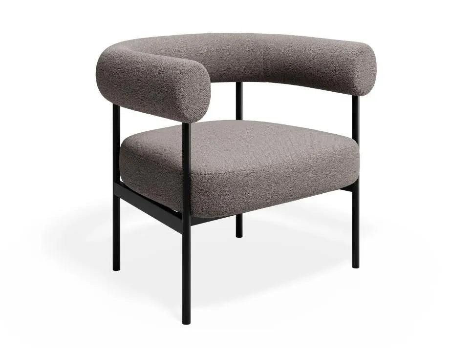 Alouette Warm Grey Fabric Lounge Chair with Black Steel Frame