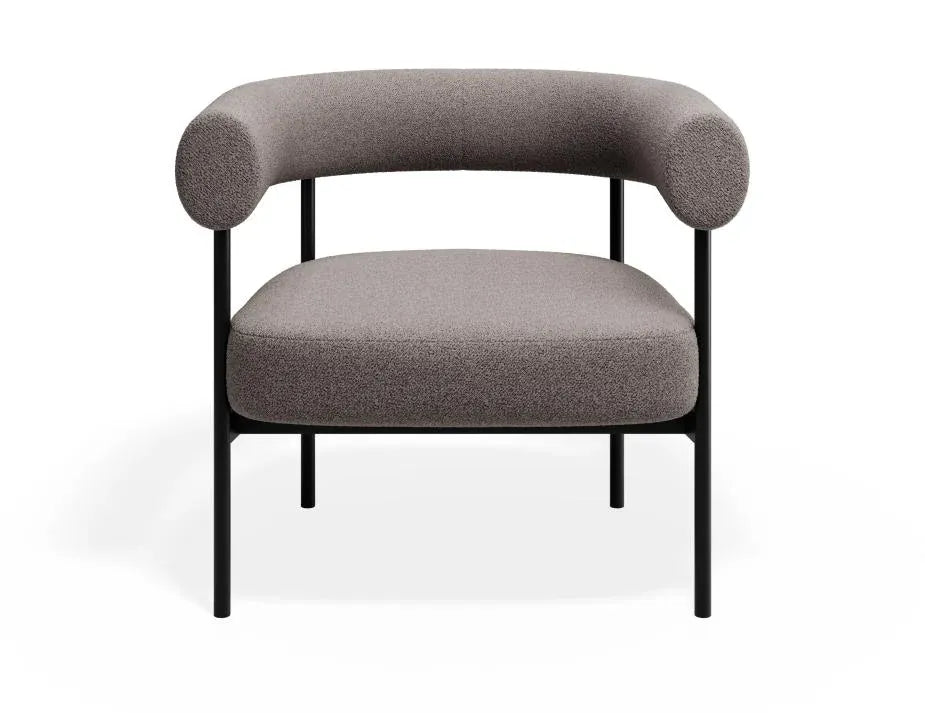 Alouette Warm Grey Fabric Lounge Chair with Black Steel Frame