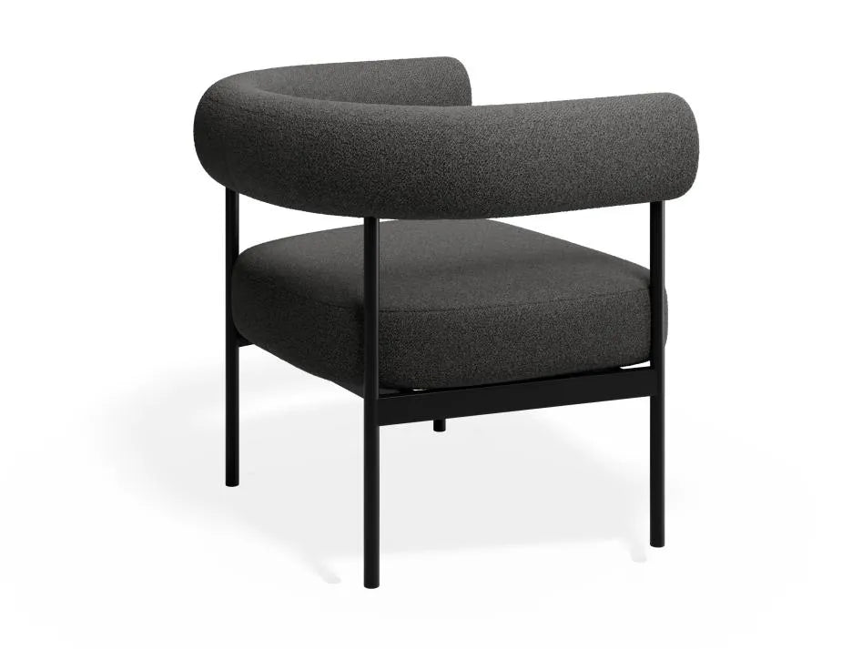 Alouette Dark Grey Fabric Lounge Chair with Black Steel Frame