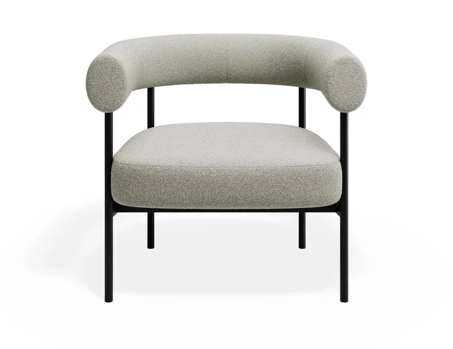 Alouette Light Grey Fabric Lounge Chair with Black Steel Frame