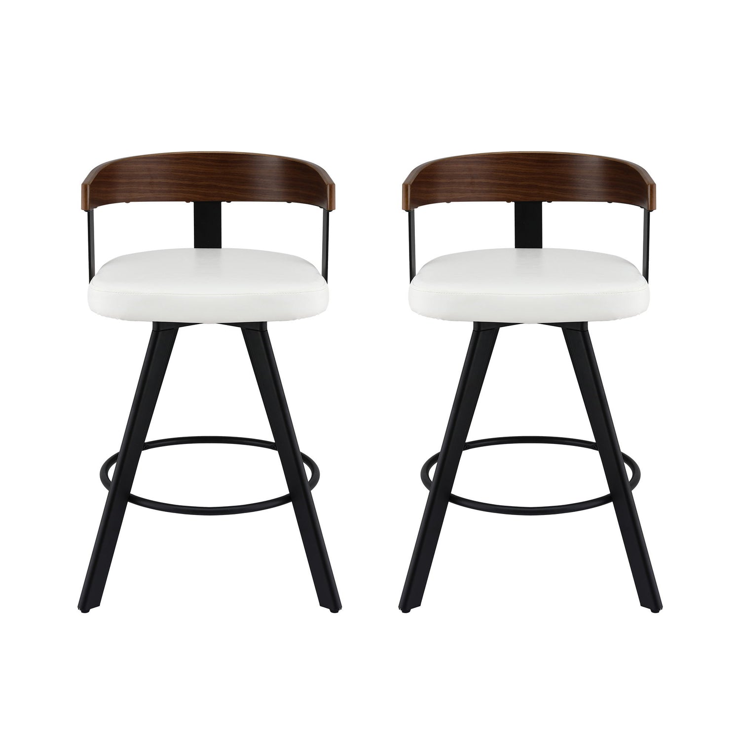 2x Artiss Bar Stools Swivel Kitchen Chairs Metal Legs Bentwood Counter White PU