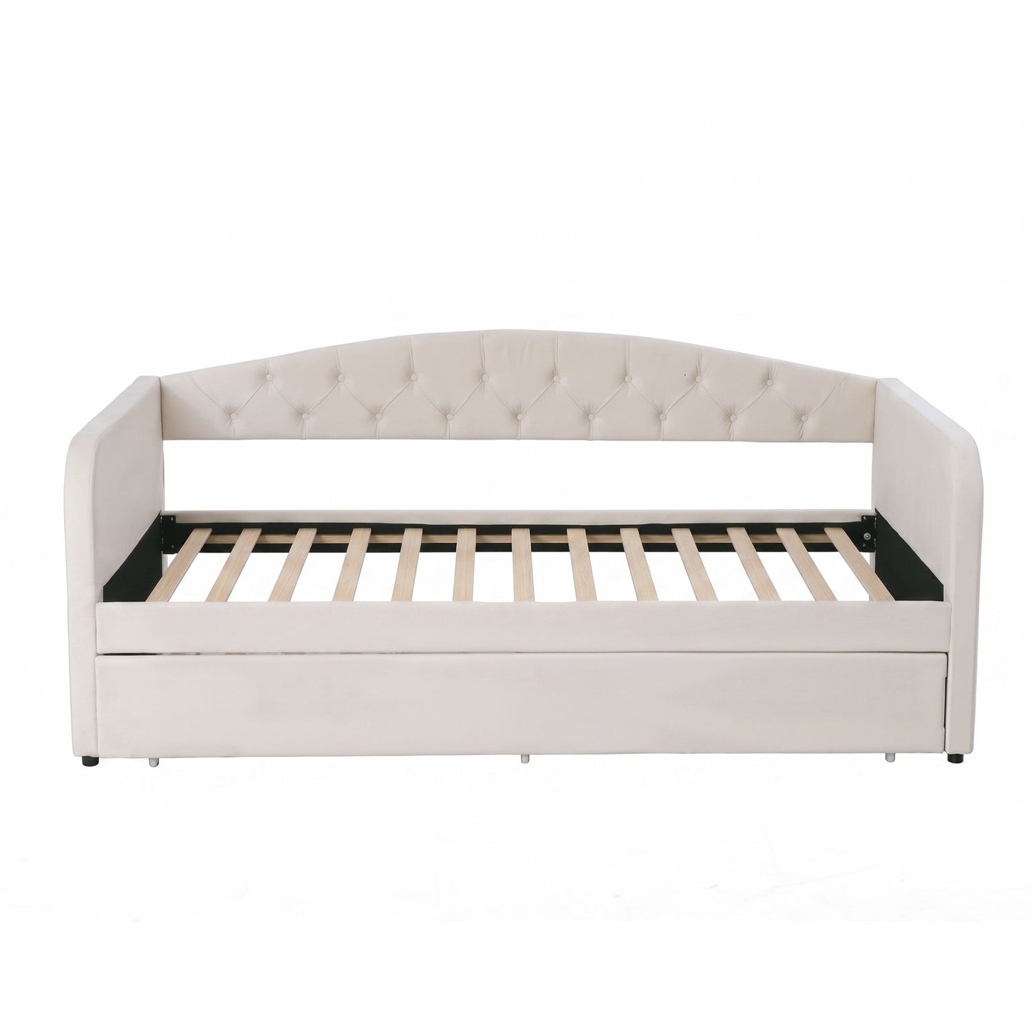 Artiss King Single Daybed Velvet Trundle Bed Frame Tufted Guest Bed