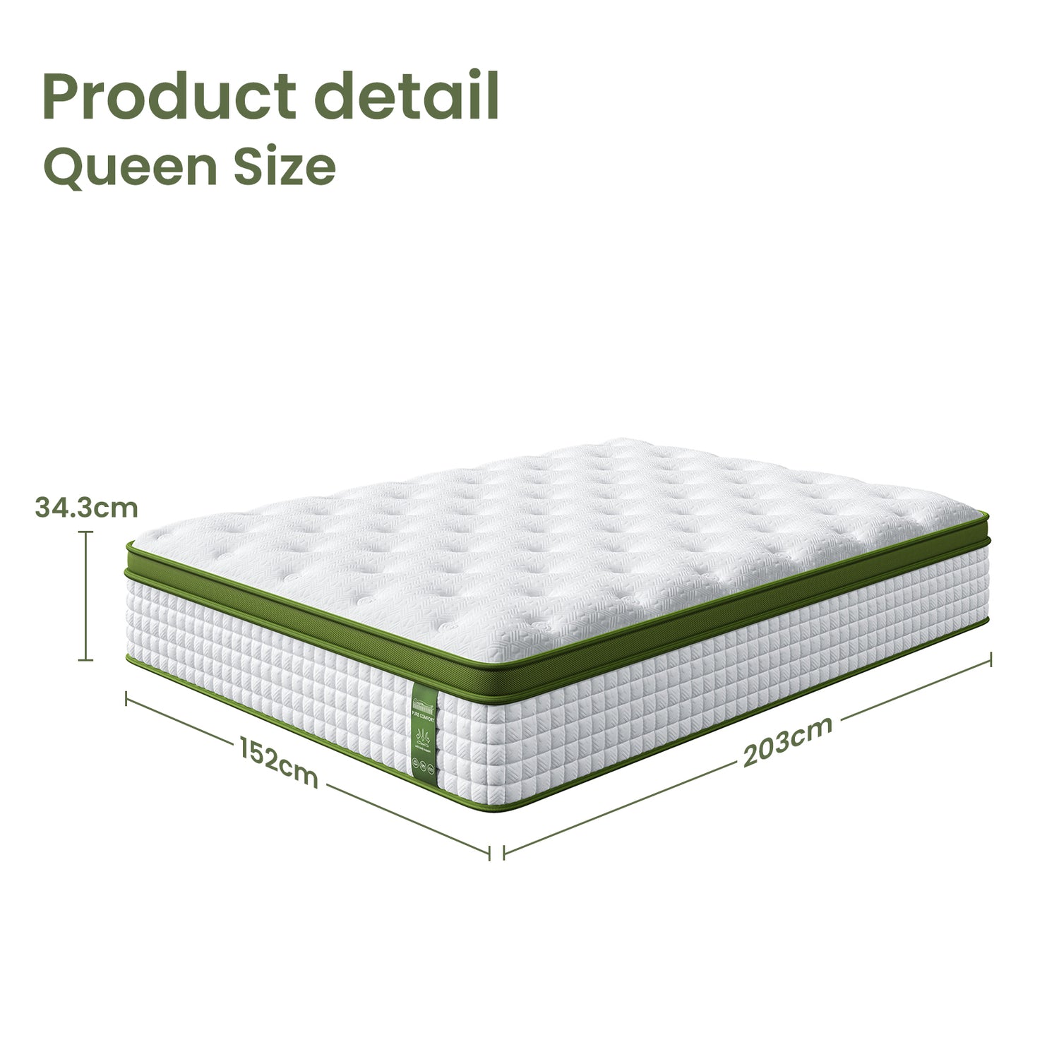 Artiss BedStory Queen Bed Frame Mattress Set Platform Upholstered Hybrid Pocket Coil