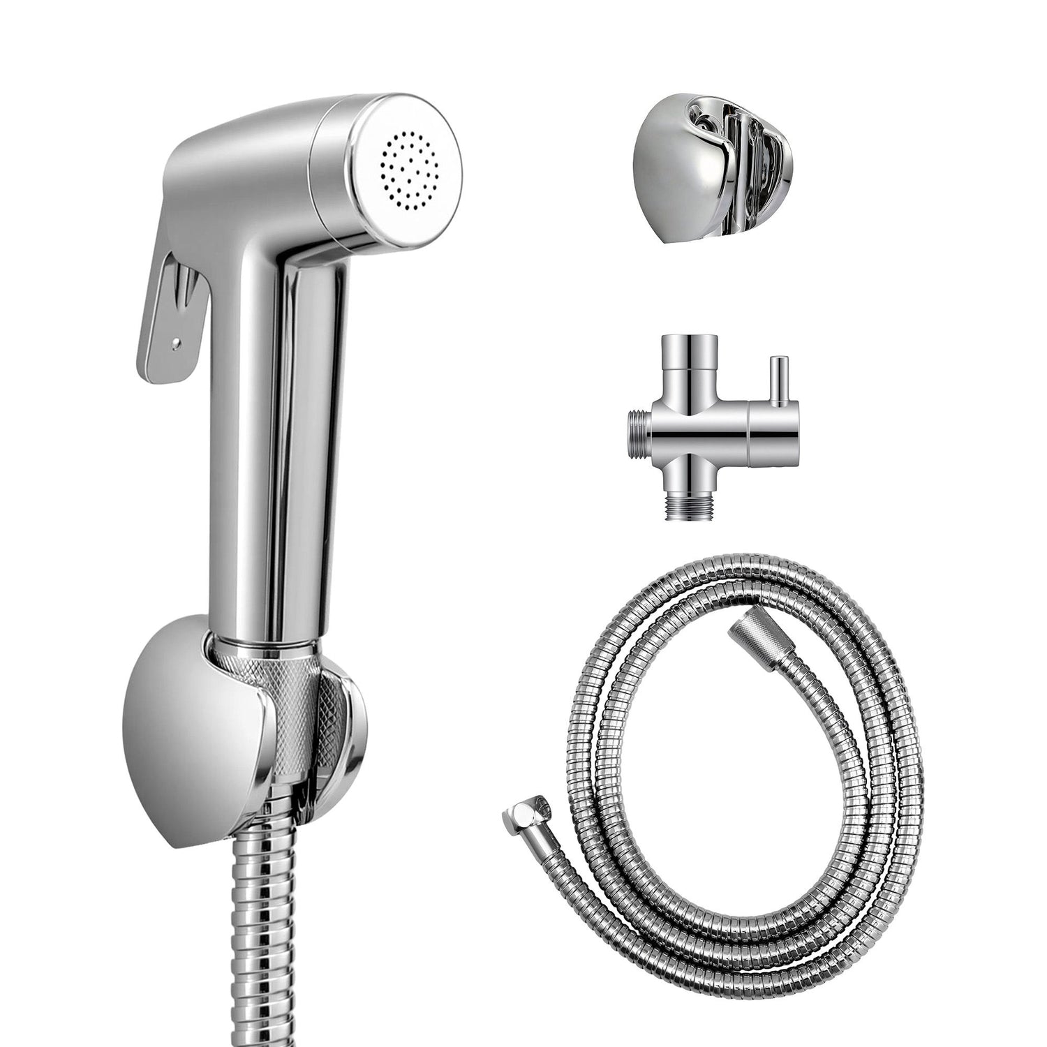 Cefito Handheld Bidet Sprayer for Toilet 1.5m Stainless Steel Hose Jet Spray Adjustable Pressure Bidet Attachment with G1/2 Valve Silver