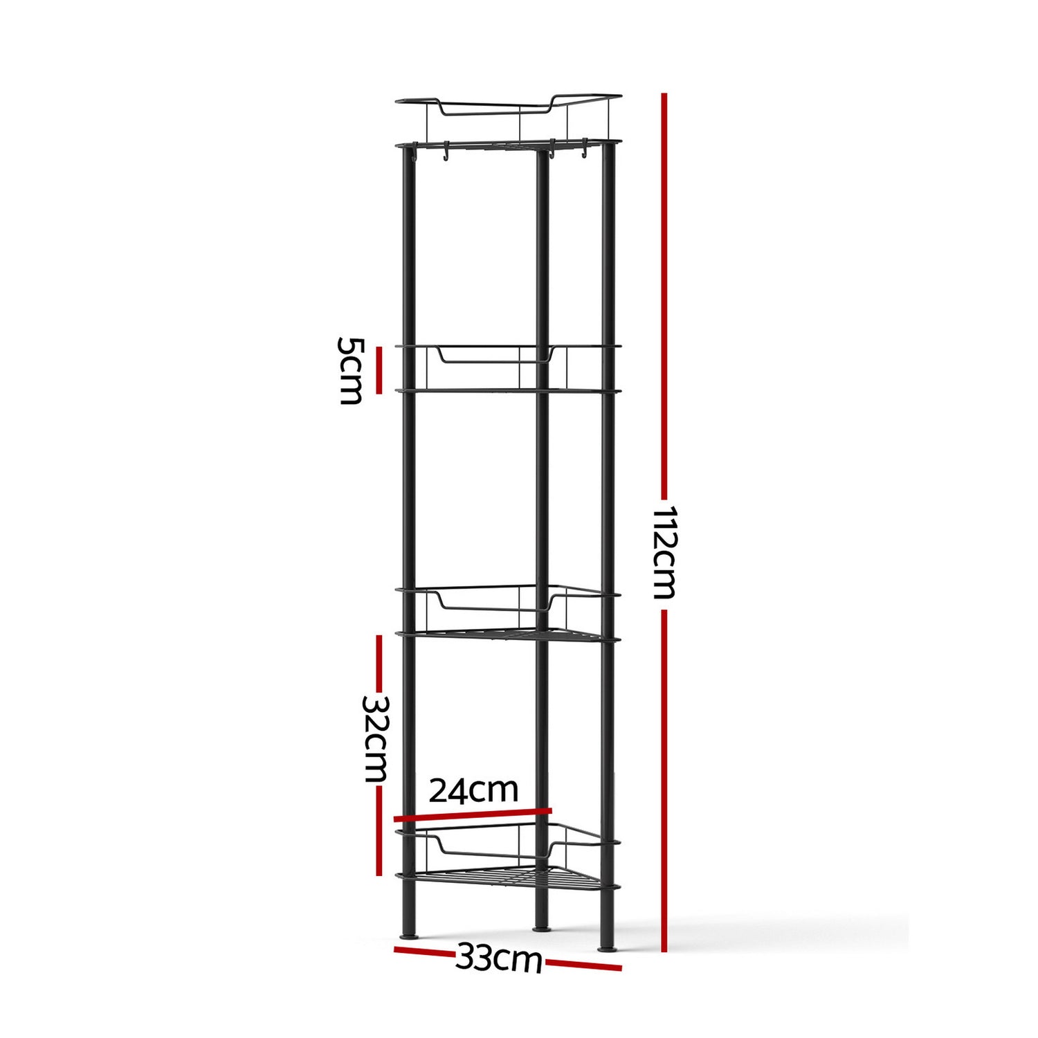 Artiss 4 Tier Floor Standing Corner Shower Caddy Bathroom Organizer Black