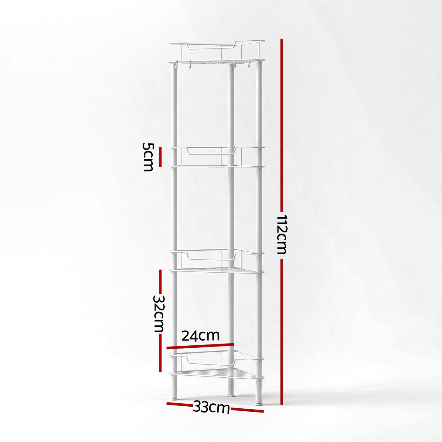 Artiss 4 Tier Floor Standing Corner Shower Caddy Bathroom Organizer White