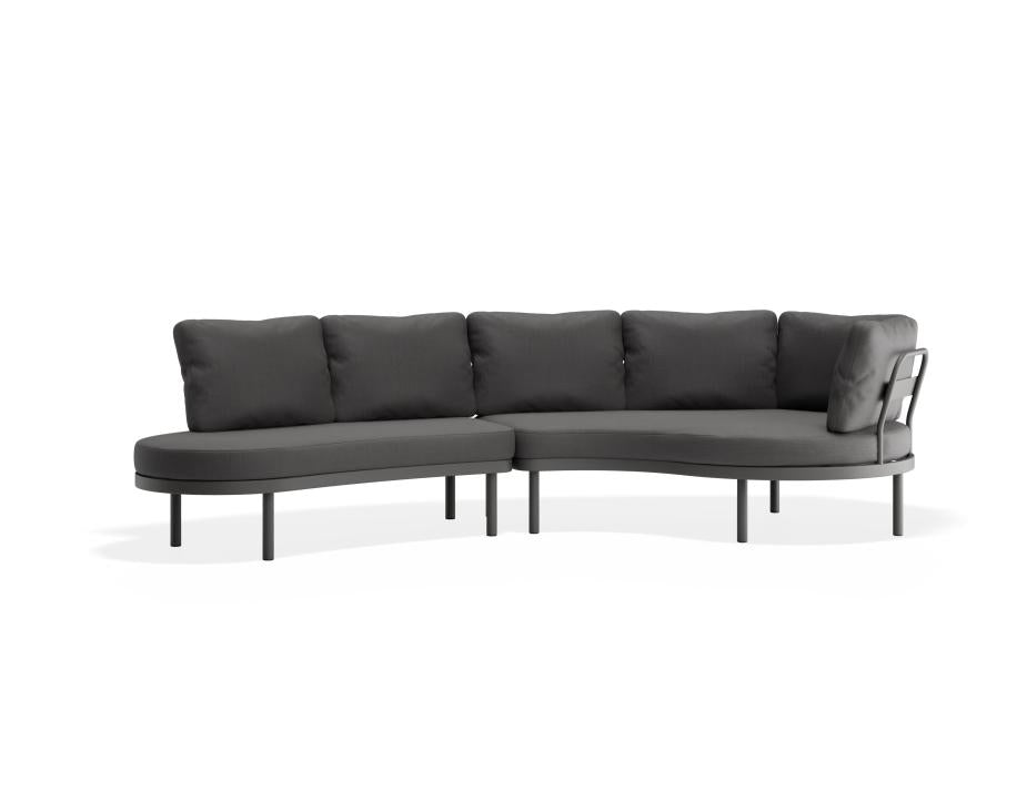 Modern grey sectional sofa on a white background