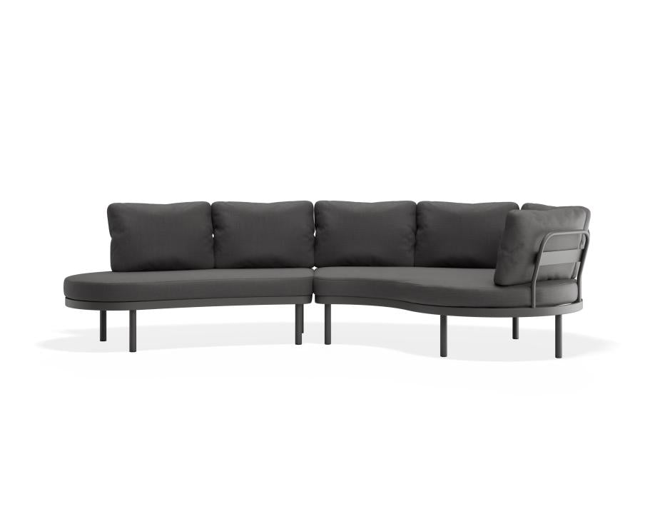 Modern grey sectional sofa on a white background
