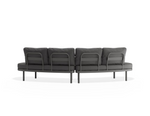 Gray sofa with black metal frames on a white background
