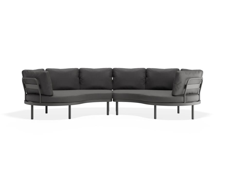 Modern grey sectional sofa on a white background