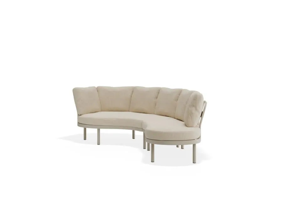 Beige curved sofa on a white background