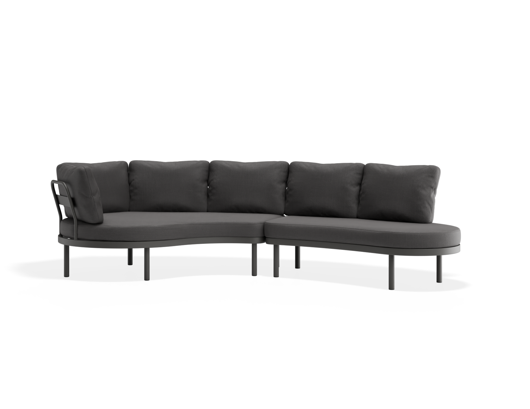 Modern grey sectional sofa on a white background