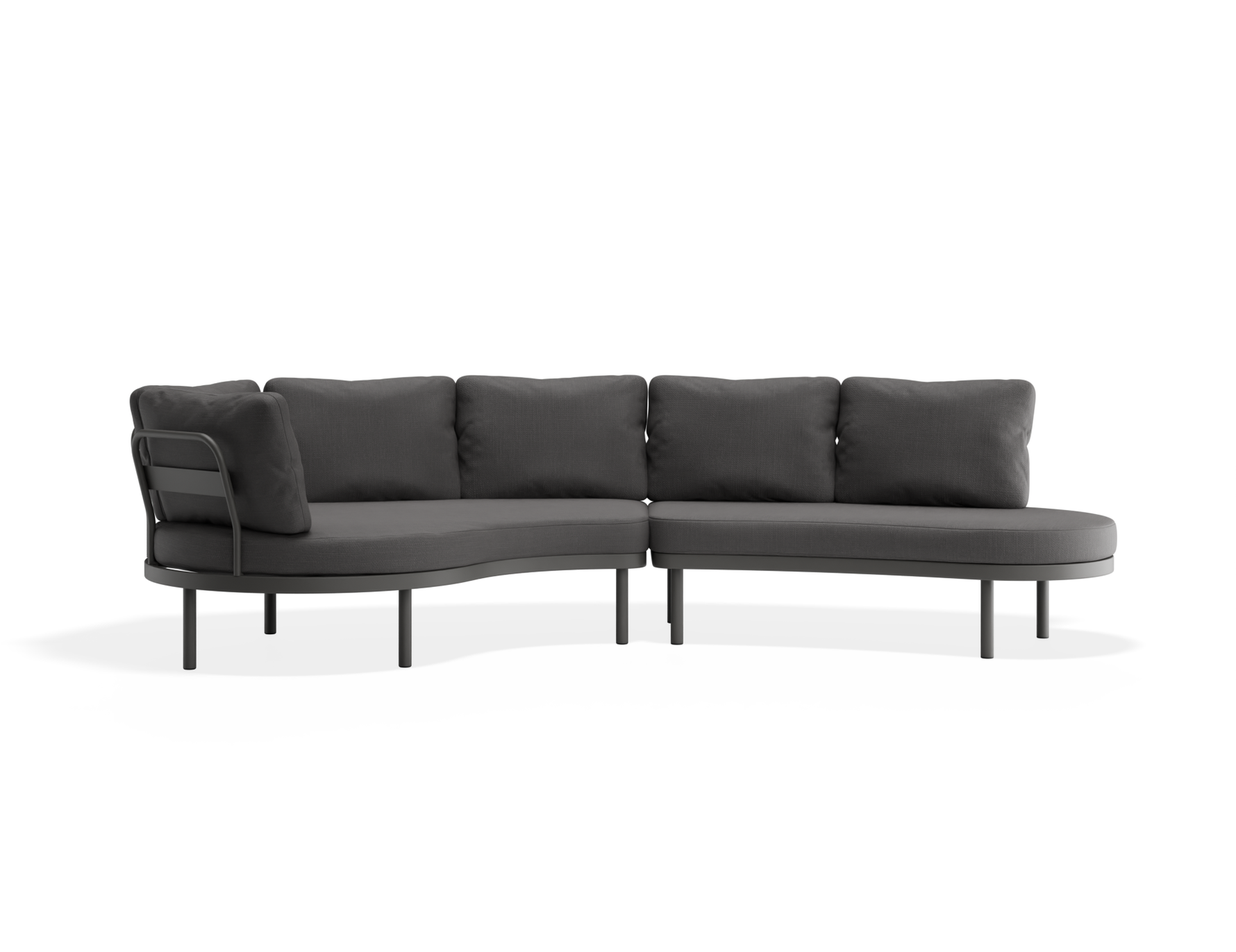 Modern black sectional sofa on a white background