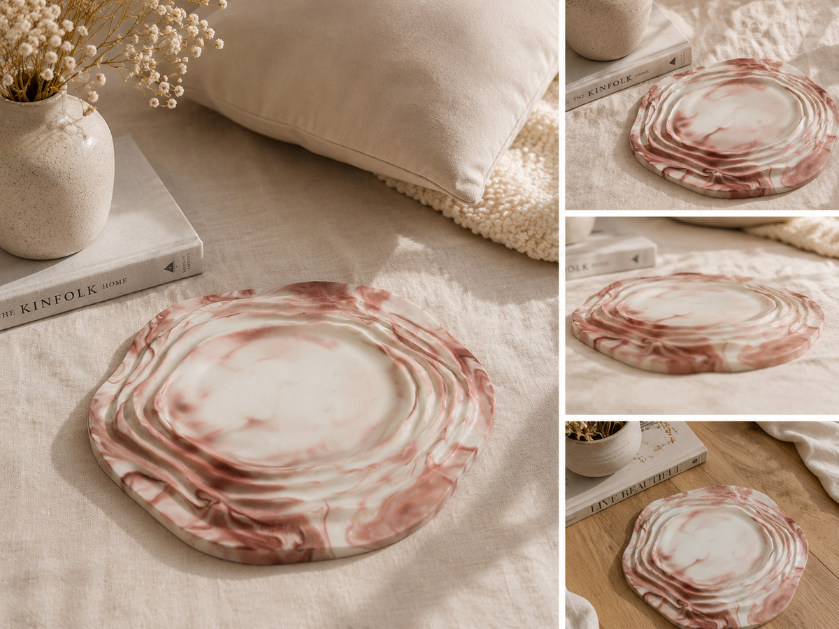 Sunday Tide Coastal Shoreline Plate in Shell Blush