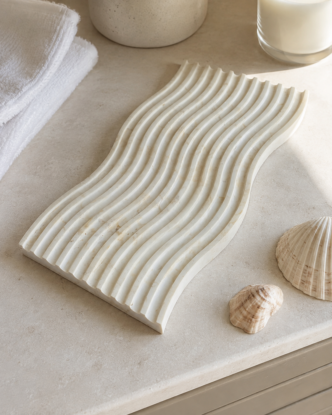 Sunday Tide Coastal Drift Tray in Coastal Stone