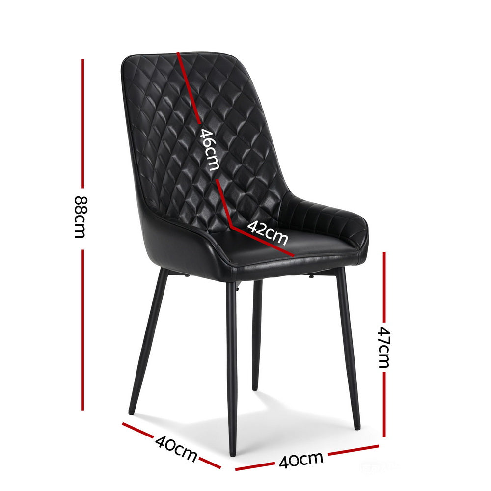 Artiss 4x Dining Chairs Retro PU Leather Kitchen Lounge Cafe Accent Chair Black