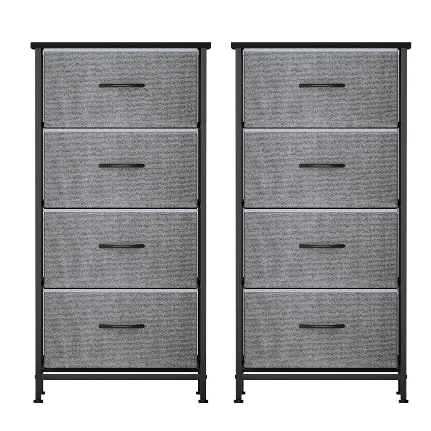 Artiss Set of 2 Chest of 4 Drawers Storage Dresser Tallboy Grey