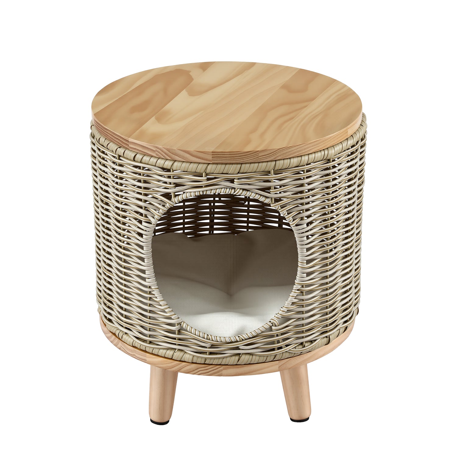 Gardeon Coffee Side Table Wicker Steel Desk Pet Bed Storage Outdoor Furniture