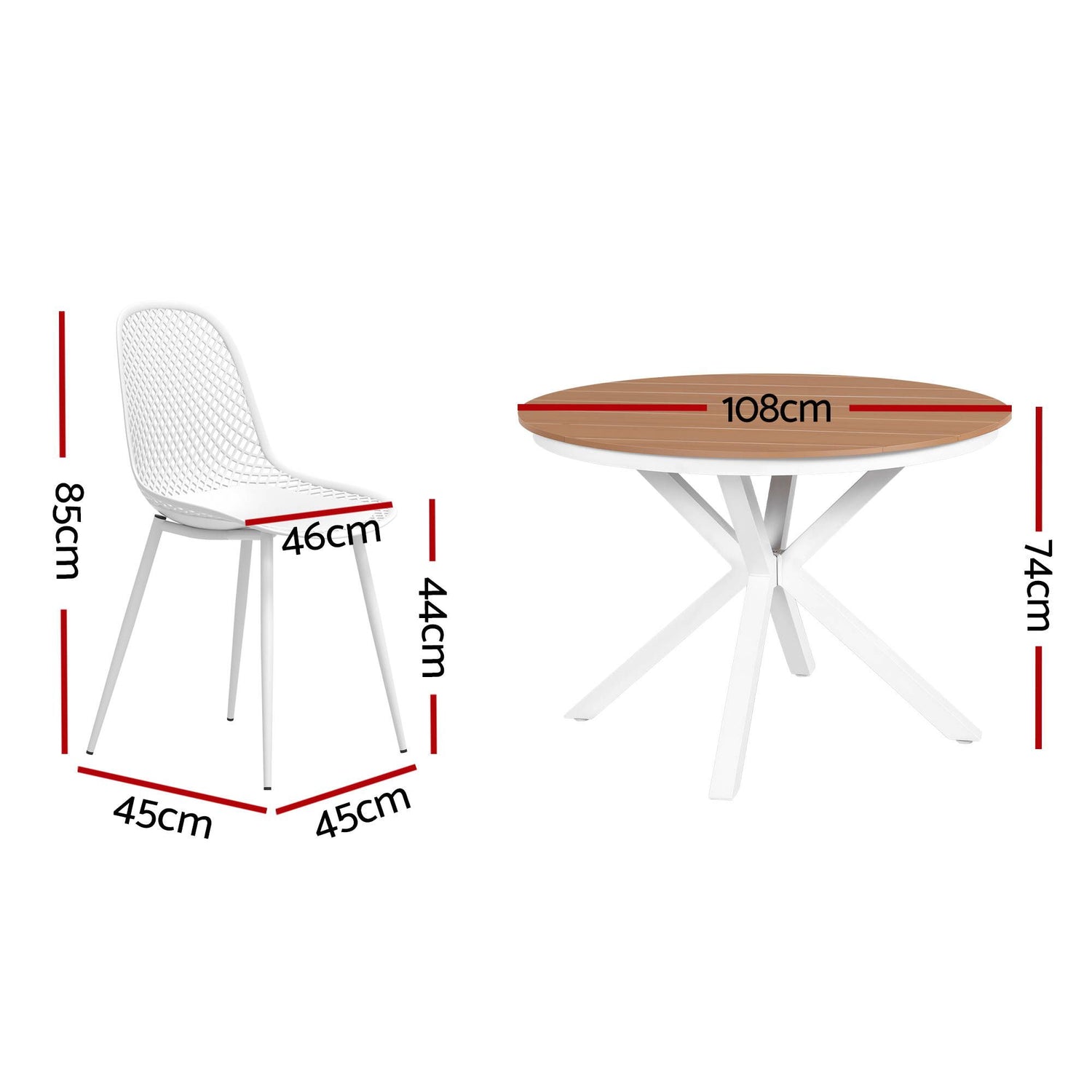 Gardeon 5PCS Outdoor Dining Set Table and Chairs Patio Garden Furniture Lattice