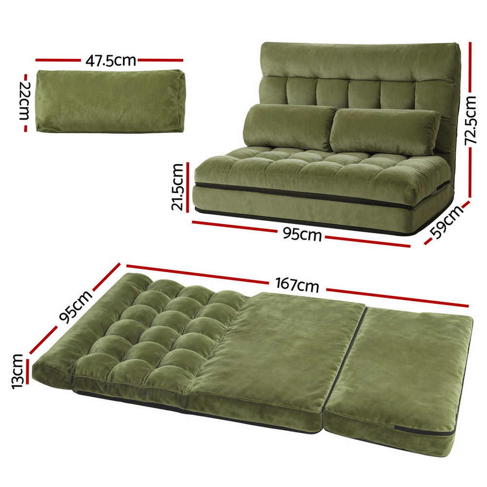 ArtissLounge Sofa Bed 2 seater Green Fabric