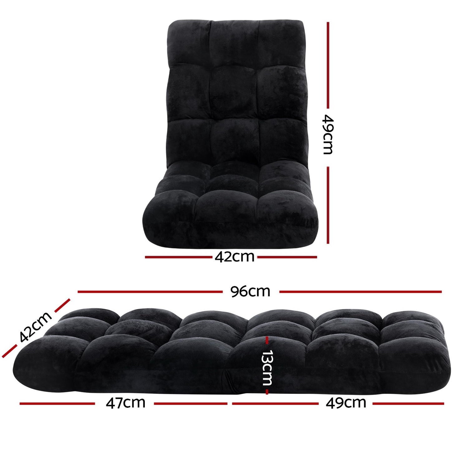 Artiss 4X Lounge Sofa Bed Flannel Fabric Black