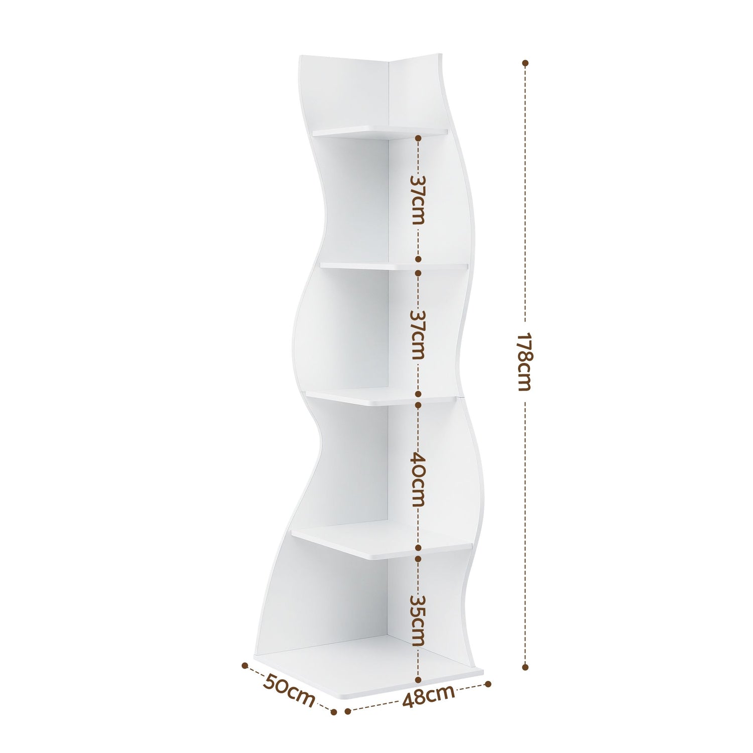 Artiss 5-Tier Bookshelf Corner Shelf S-shaped Storage Rack White