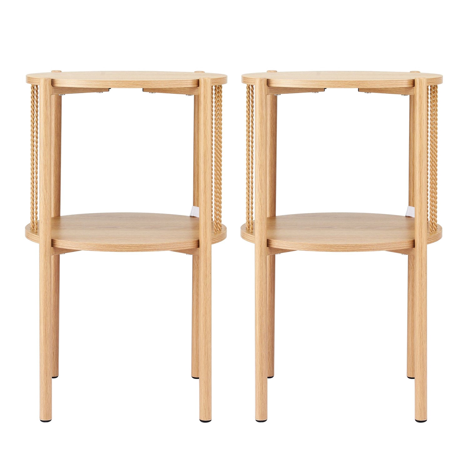 Artiss Set of 2 End Tables Coffee Table 2-Tier Round Wood