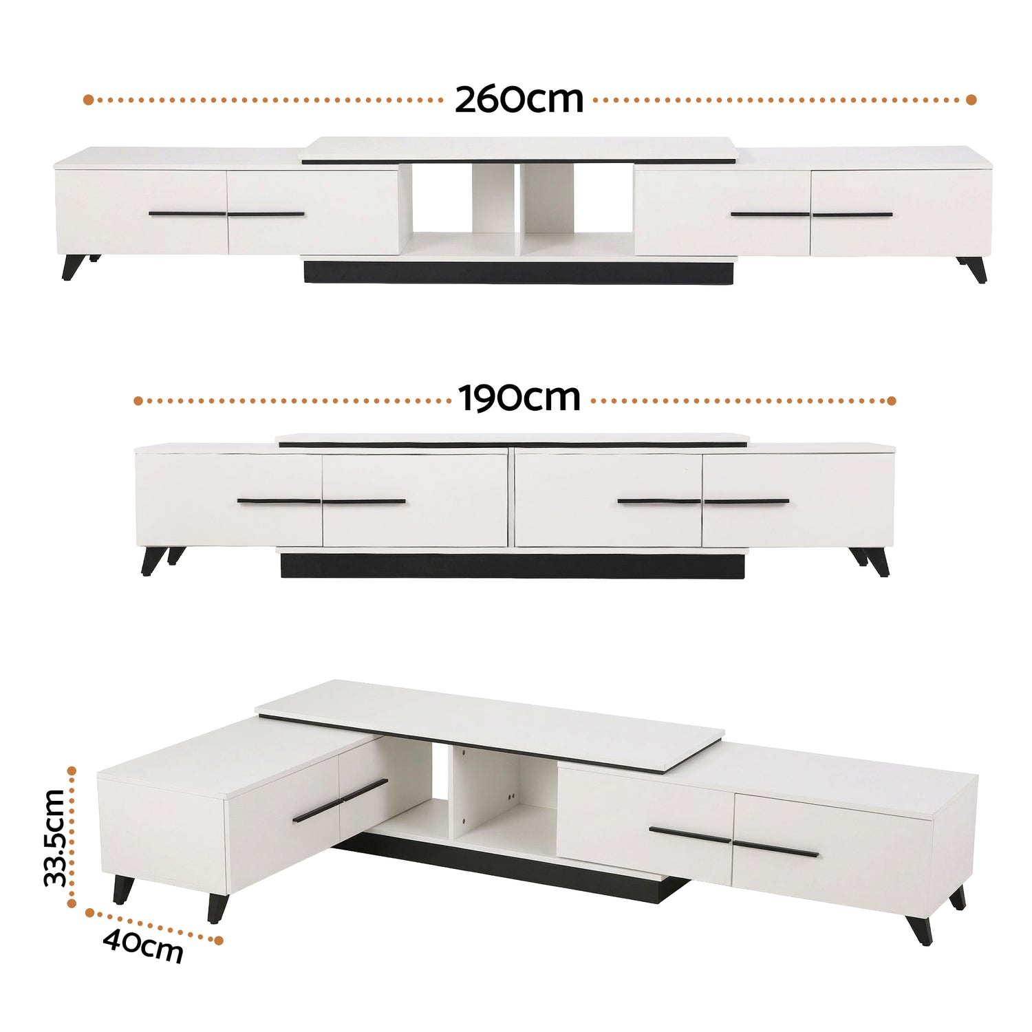 Artiss Extendable TV Cabinet Entertainment Unit Stand White